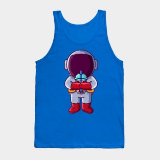 Cute Astronaut Drinking Boba Cartoon Tank Top